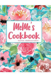 MeMe's Cookbook Teal Pink Wildflower Edition