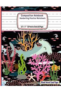 Composition Notebook Handwriting Practice Worksheets 8.5x11 120 Sheets/60 Black Dotted Lined Paper