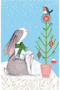 Journal Notebook Cute Bunny Rabbit In Christmas Scene