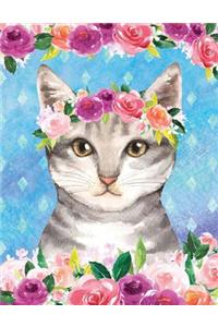 My Big Fat Journal Notebook For Cat Lovers Tabby In Flowers