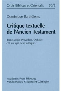 Critique Textuelle de l'Ancien Testament