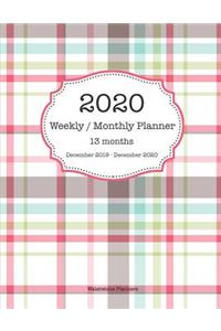 2020 Weekly / Monthly Planner 13 Months - December 2019 - December 2020