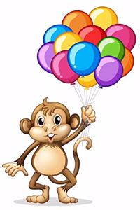 Cute Monkey with Colorful Balloons - Blank Lined Notebook