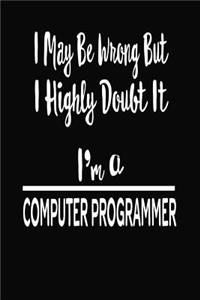 I May Be Wrong But I Highly Doubt It I'm A Computer Programmer