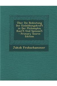 Uber Die Bedeutung Der Einbildungskraft in Der Philosophie Kant's Und Spinoza's - Primary Source Edition