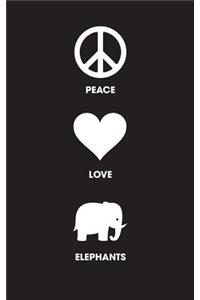 Peace Love Elephants - Lined Journal