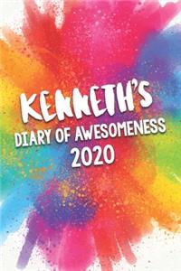 Kenneth's Diary of Awesomeness 2020: Unique Personalised Full Year Dated Diary Gift For A Boy Called Kenneth - Perfect for Boys & Men - A Great Journal For Home, School College Or Work.