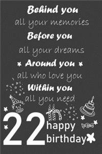 behind you all your memories before you all your dreams happy birthday 22th