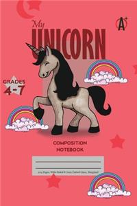 My Unicorn Primary Composition 4-7 Notebook, 102 Sheets, 6 x 9 Inch Pink Cover