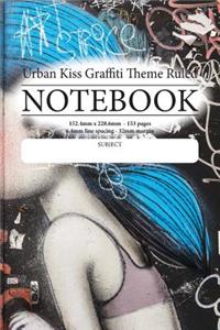 Urban Kiss Graffiti Theme Ruled Notebook