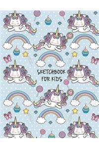 Sketchbook for Kids: Cute Unicorn Sketchbook for Kids, Boys, Girls, Blank Paper for Drawing, Doodling or Sketching, Journal And Sketch Pad, Art Workbook Classroom, Sketc