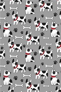 Journal Notebook Dogs and Bones Pattern On Gray