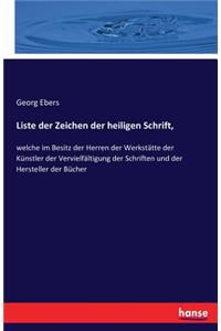 Liste der Zeichen der heiligen Schrift,
