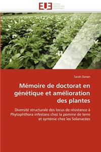 Mémoire de Doctorat En Génétique Et Amélioration Des Plantes