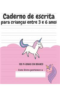 Caderno de escrita para crianças entre 3 e 6 anos