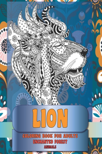 Coloring Book for Adults Enchanted Forest - Animals - Lion