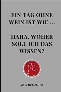 Ein Tag Ohne Wein Ist Wie ... Haha, Woher Soll Ich Das Wissen? Wein Notizbuch: A4 Notizbuch liniert als Geschenk für Wein-liebhaber, Weinkenner, Winzer und Sommelier - schöne Geschenkidee für Weintrinker und Freunde - Weinbuch 