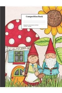 Composition Book College-Ruled Gnome Mushroom Sunflower