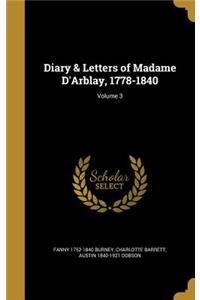 Diary & Letters of Madame D'Arblay, 1778-1840; Volume 3