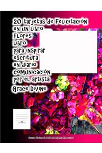 20 tarjetas de felicitación en un libro Flores libro para inspirar escritura en diario comunicación por el artista Grace Divine