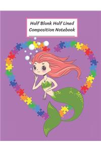 Half Blank Half Lined Composition Notebook