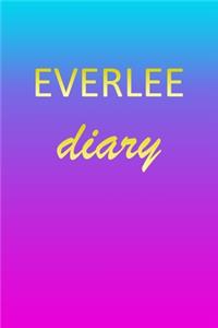 Everlee: Journal Diary - Personalized First Name Personal Writing - Letter E Blue Purple Pink Gold Effect Cover - Daily Diaries for Journalists & Writers - J