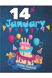 14th January Happy Birthday Notebook Journal