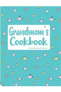 Grandmom's Cookbook Aqua Blue Hearts Edition