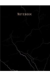 Notebook: Classic Black Marble with Gold Lettering - 120 Wide Ruled Pages ( 8.5 X 11 Size )