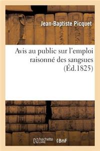 Avis Au Public Sur l'Emploi Raisonné Des Sangsues