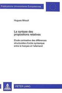 La Syntaxe Des Propositions Relatives