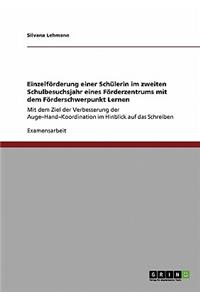 Einzelförderung einer Schülerin im zweiten Schulbesuchsjahr eines Förderzentrums mit dem Förderschwerpunkt Lernen: Mit dem Ziel der Verbesserung der Auge-Hand-Koordination im Hinblick auf das Schreiben