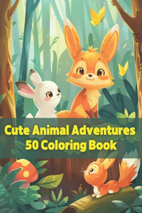 Cute Animal Adventures 50 Coloring Book