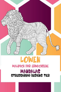 Malbuch für Erwachsene - Stressabbau Designs Tier - Mandalas - Löwen