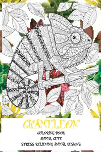 Coloring Book Animal Cute - Stress Relieving Animal Designs - Chameleon