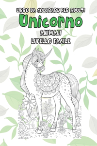 Libro da colorare per adulti - Livello facile - Animali - Unicorno