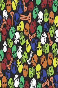 Gothic Notizbuch Bunte Schädel in Neon Grün