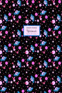 Graph Paper Notebook - Celestial Pink Blue On Black