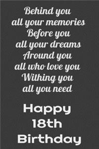 Behind You All Your Memories Before You All Your Dreams Happy 18th Birthday