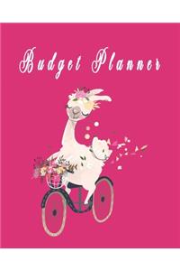 Cute Pink Floral Llama on Bike Budget Planner for Bicycle Lovers