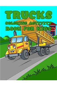 Trucks Coloring Activity Book For Kids
