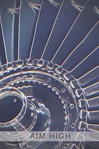 Airplane Jet Fan Blades Sketch Black White X Ray Aim High Collection Travel Lined Journal, Volume 19, College Ruled Notebook, Softcover Writing Notepad Gift, 120 Pages