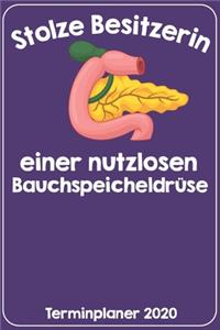 Stolze Besitzerin einer nutzlosen Bauchspeicheldrüse Terminplaner 2020