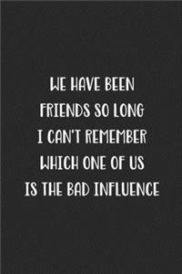 We Have Been Friends So Long I Can't Remember Which One Of Us Is The Bad Influence