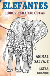 Libros para colorear - Letra grande - Animal salvaje - Elefantes