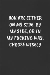 You Are Either on My Side, by My Side, or in My Fucking Way. Choose Wisely