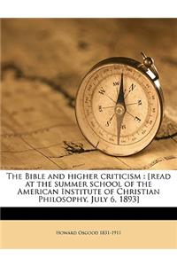 Bible and Higher Criticism