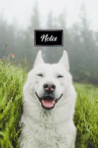 Siberian Husky Huskies Dog Pup Puppy Doggie Notebook Bullet Journal Diary Composition Book Notepad - Happy in Grass