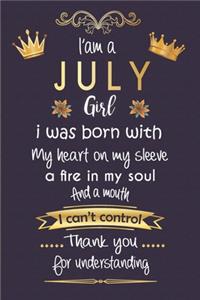 i'am a july girl birthday gift girl Gold Notebook funny Birthday Gift
