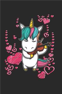 Hearts Violine Music Unicorn Notebook